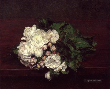 アンリ・ファンタン・ラトゥール Painting - 花 白いバラ アンリ・ファンタン・ラトゥール